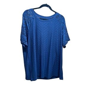 Women's 18/20 2X Bloomchic Lace Short Sleeve Blouse - Navy Blue NWT